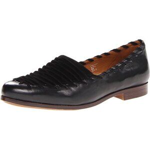 NEW Earthies Women Fontana Black Gathered Slip On Pointed Loafer Dress Shoes